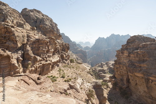 Beautiful Landscape near Monastery ad deir, ancient city of Petra, Jordan