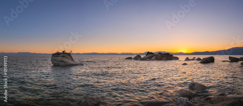 Lake Tahoe Sunset panorama from the Nevada side. 