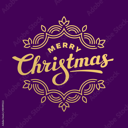 Merry Christmas lettering greeting card design