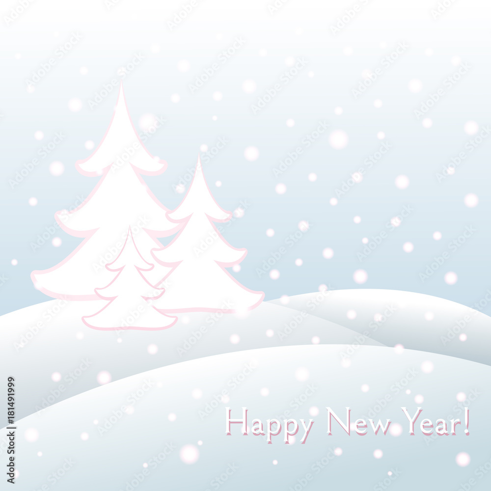 Postcard with text Happy New Year and Christmas Template background Vector Postcard with text Happy New Year and Christmas Template background Vector