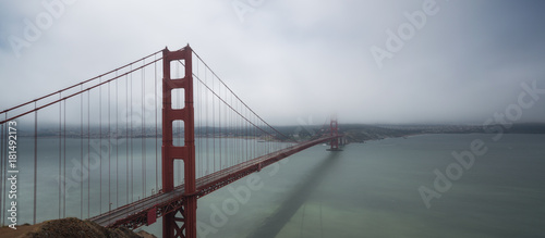Golden Gate Bridge Panorama on a cloudy day 