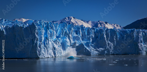 Ice from the Perito Moreno Glacier crashing into the water  