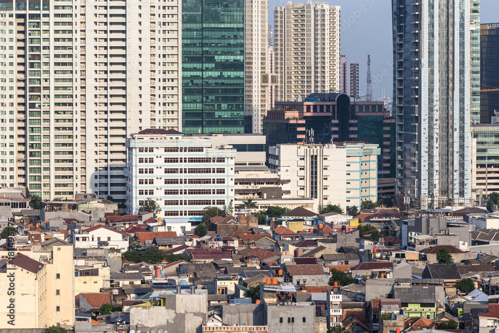 Contrast in residential district in Jakarta, Indonesia capital city