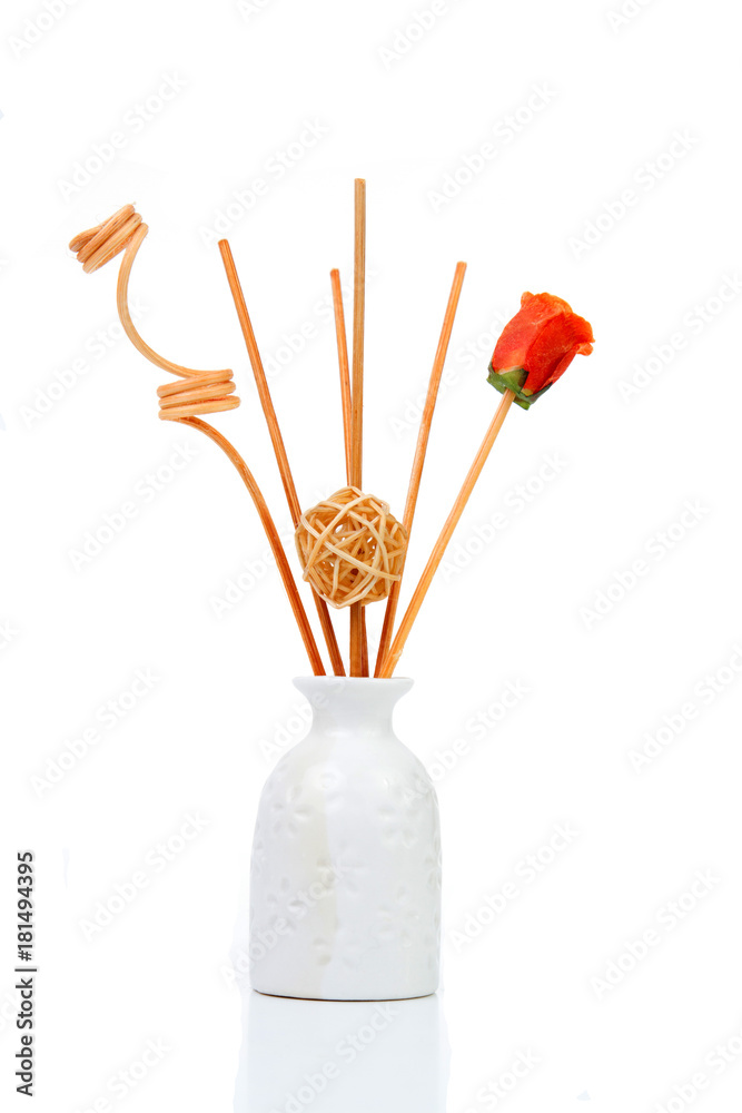 fragrant sticks in a white jug on a white background fragrant sticks in a white jug on a white background