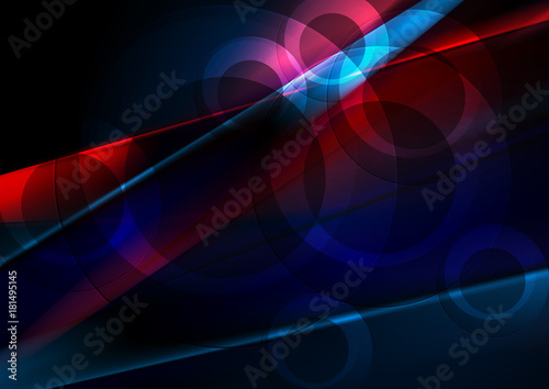 Dark blue and red abstract shiny background