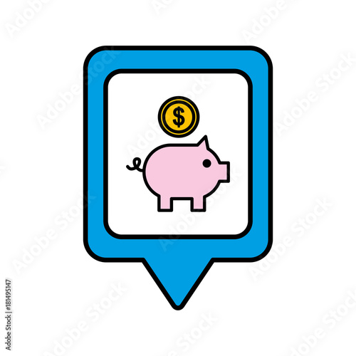 piggy coin bank social media square pointer web
