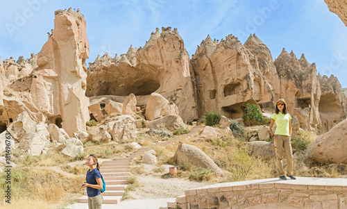 Vászonkép Travel at ancient cave underground city and Zelve open air museum in Cappadocia, Turkey