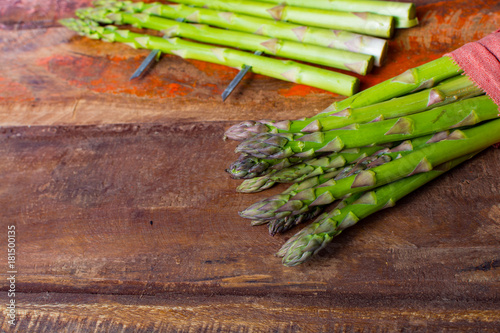 Green young asparagus shoots – premium healtry food, ready to cook and for grill