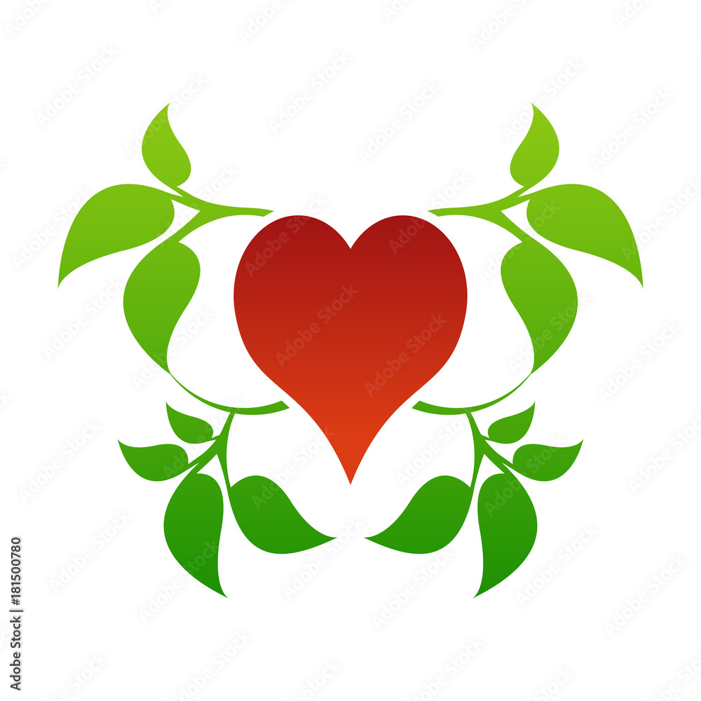 Color heart and leaf logo template.Love heart icon. Color heart and leaf logo template.Love heart icon.