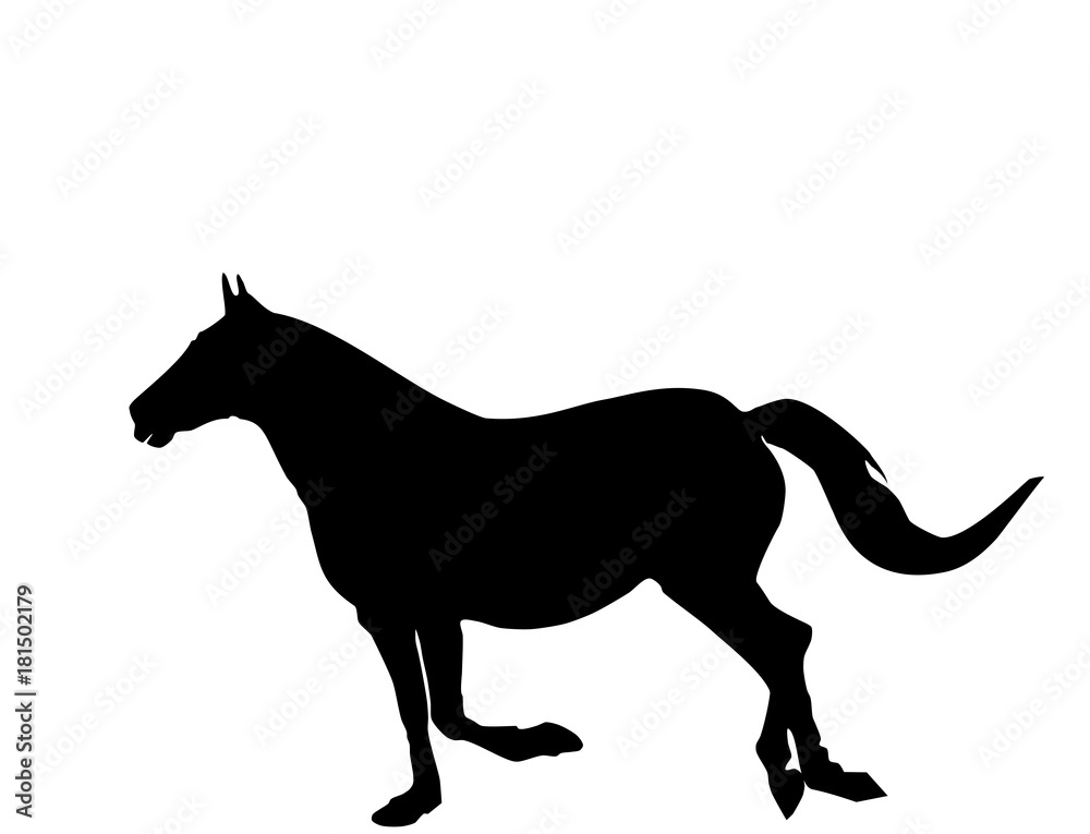 Fototapeta premium Black silhouette of horse running, logo icon