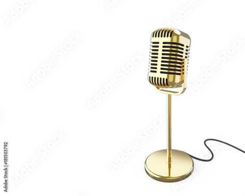 Vintage metal microphone on a stand