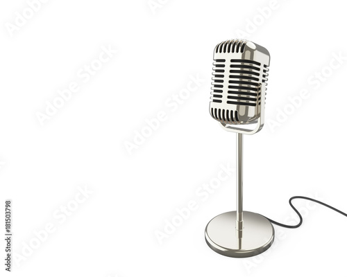 Vintage metal microphone on a stand