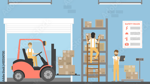 People in warehouse.