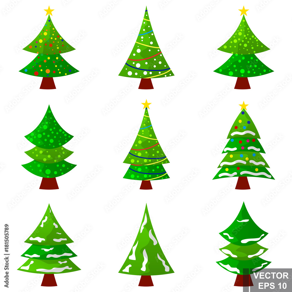 Obraz premium Set of Christmas trees. Celebration. Winter. Christmas. For your design.