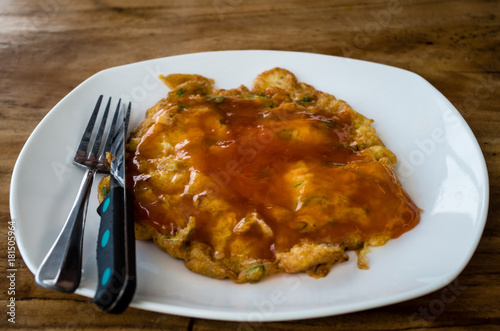 Fu yung hai, a popular Chinese Indonesian dish (in China called Egg foo young) photo