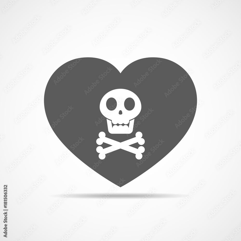 Heart and human skull. Vector illustration.