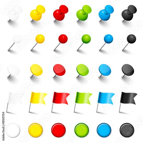Pins, Needles, Flags & Magnets Color Set Shadow