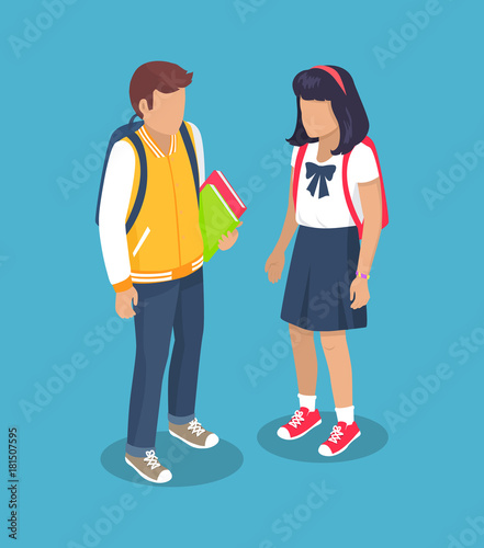 Schoolchildren from Secondary School with Backpack