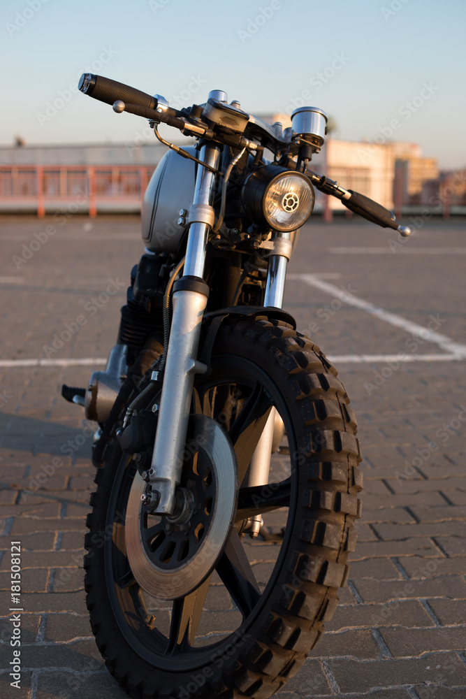 Fotografie Vintage custom motorcycle on parking