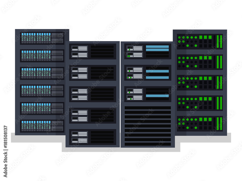 Flat vector illustration concept server room data center Flat vector illustration concept server room data center