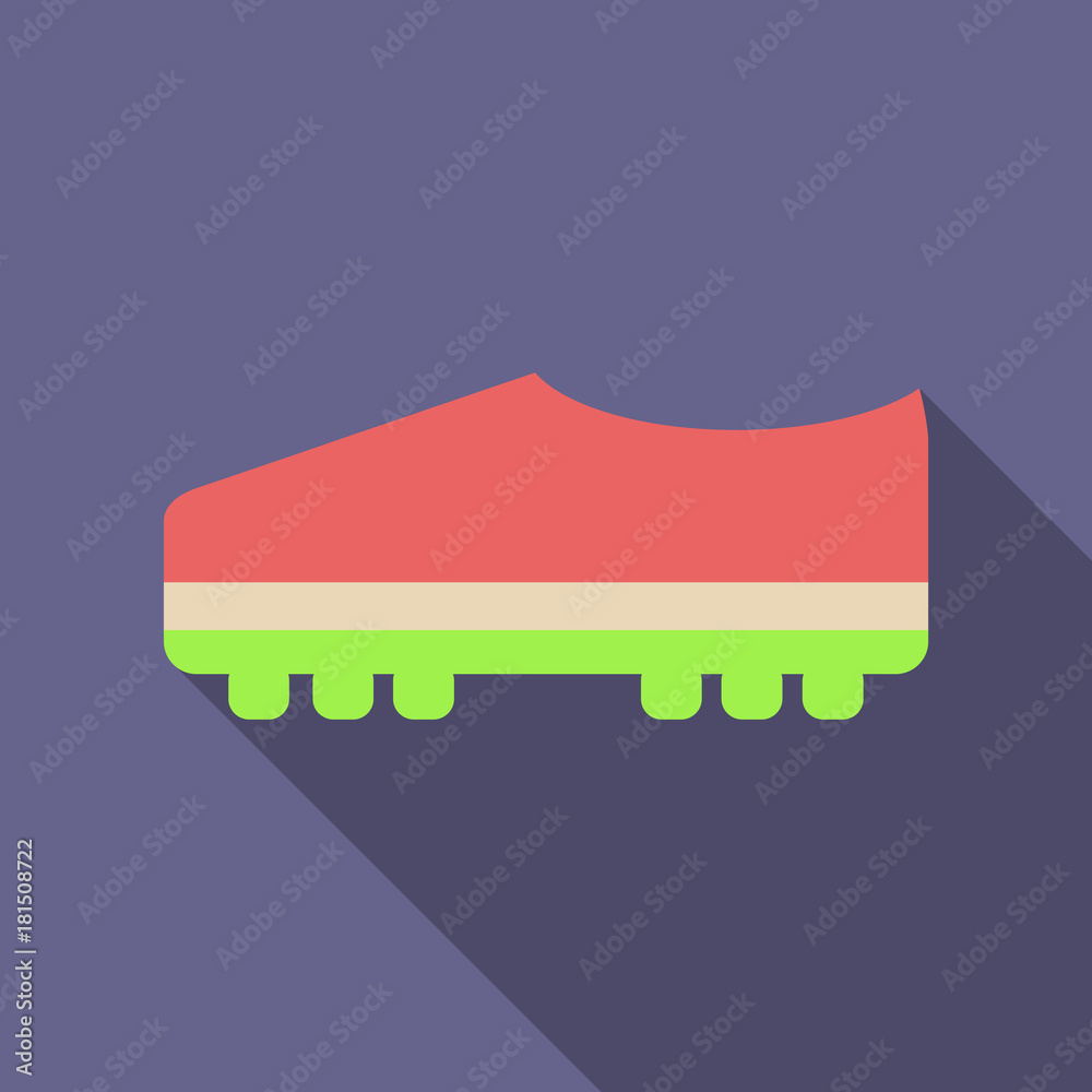 Soccer boots icon on background with round shadow. Vector illustration.