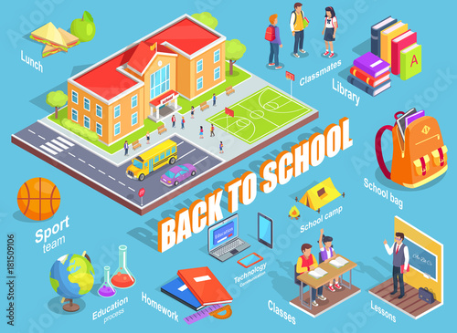 Back to School Illustration with Various Objects