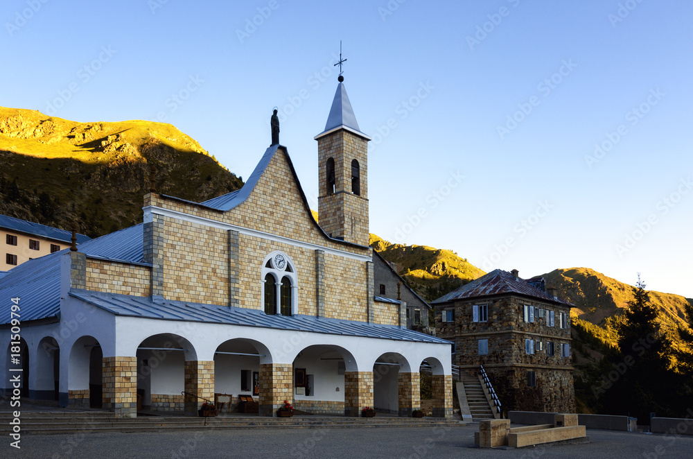 Church of Sant'Anna (Saint Anne) in Vinadio: Piedmont, Italy. This is the highest sanctuary in Europe: 2035 meters above sea level on the Martime Alps