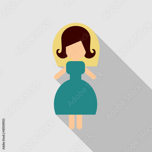 Bride. Wedding card with the bride on a blue background. Bride in wedding dress. Clothing. Vector illustration.