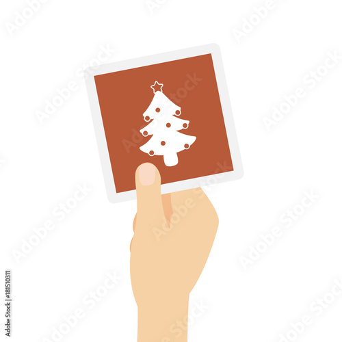 Hand hält Karte - Weihnachtsbaum