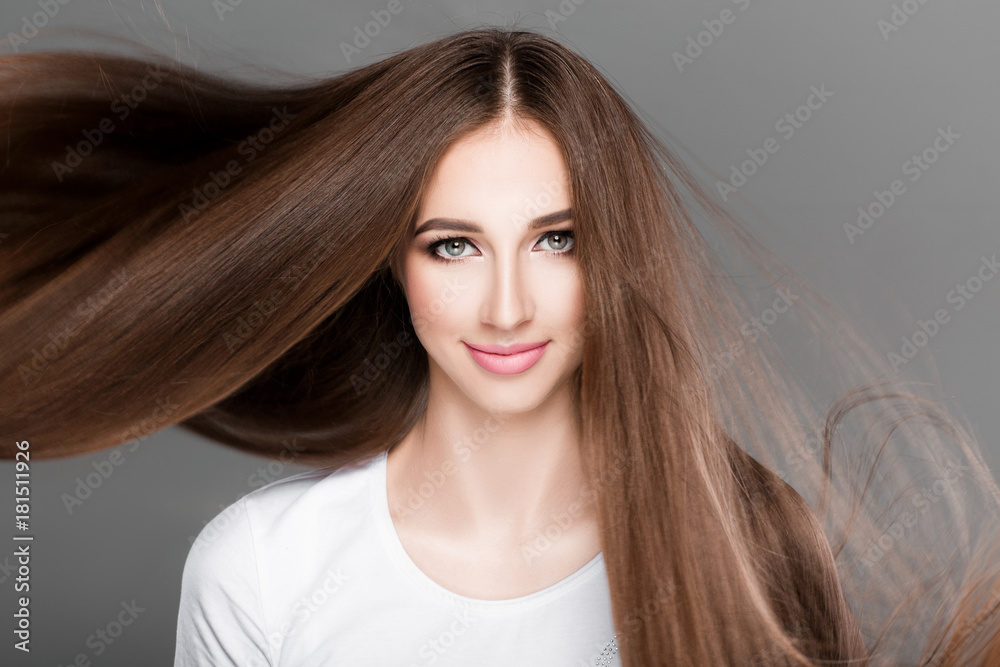 woman with shiny straight long hair. woman with shiny straight long hair.