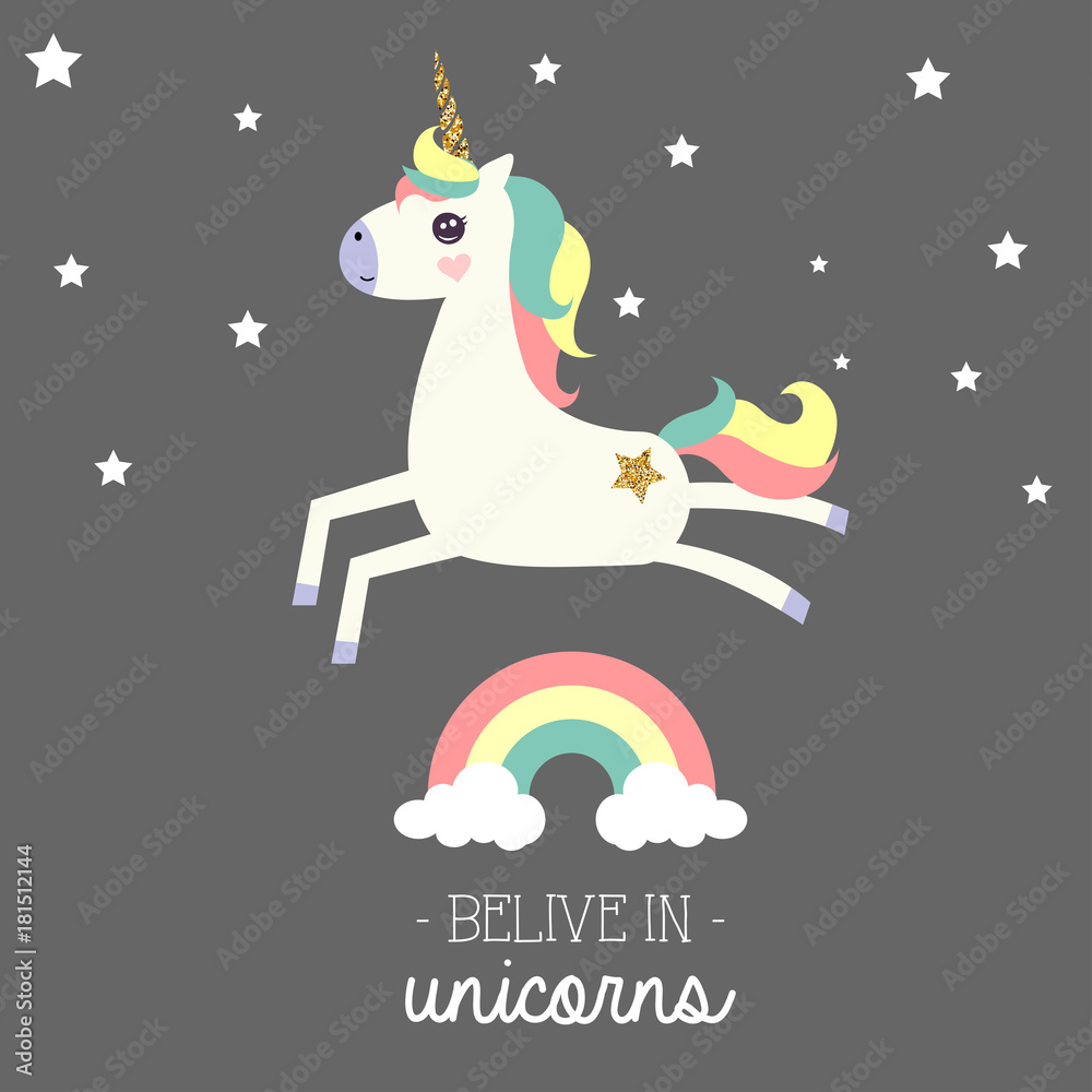 Fototapeta premium Birthday Party Invitation with Unicorn