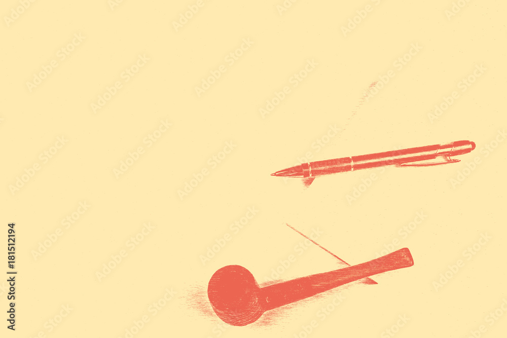 Fototapeta premium Smoking pipe with notepad