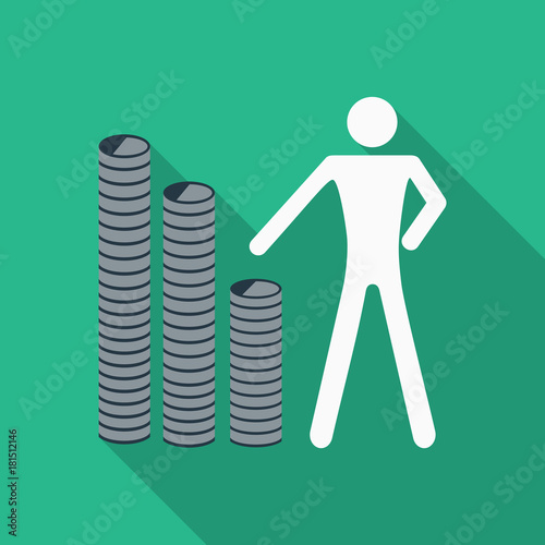 Businessman has money in flat style with shadow.