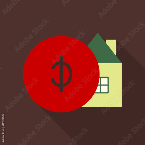 Auction house. Concept bidding on home. Gavel, house, cash, coins isolated on background. Buying, selling or foreclosure. Vector illustration flat design.