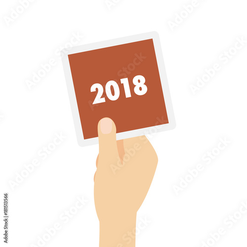 Hand hält Karte - 2018 -  Neujahr