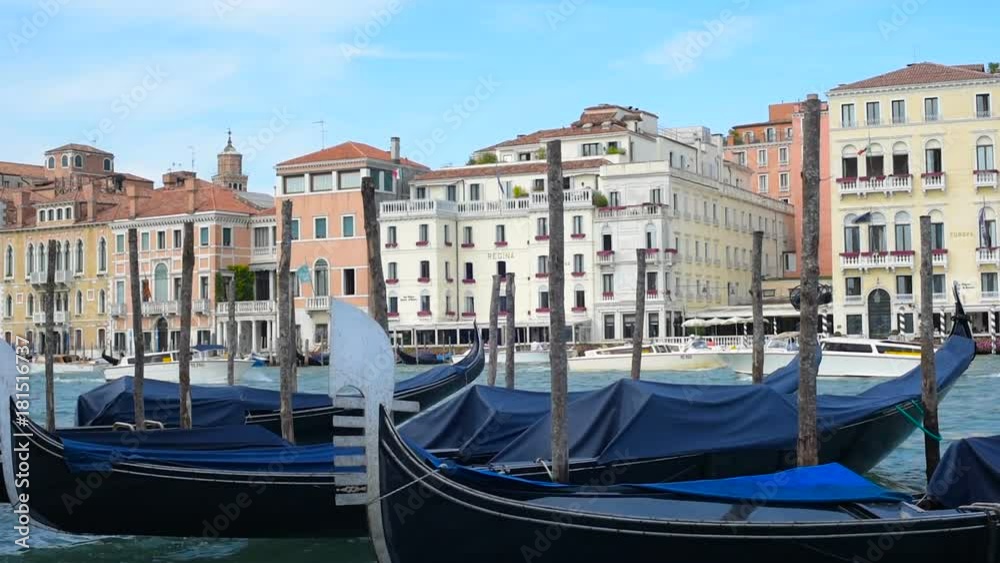 beautiful view of Venice Grand canal with gondolas and houses beautiful view of Venice Grand canal with gondolas and houses