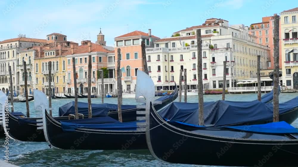 beautiful view of Venice Grand canal with gondolas and houses beautiful view of Venice Grand canal with gondolas and houses