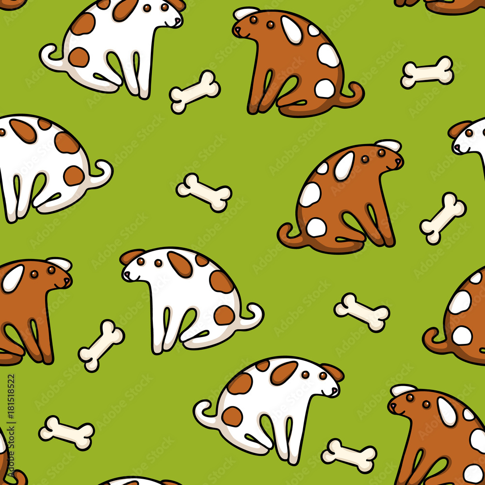 Cute vector dogs and bones seamless pattern, good for fabric or wrapping paper