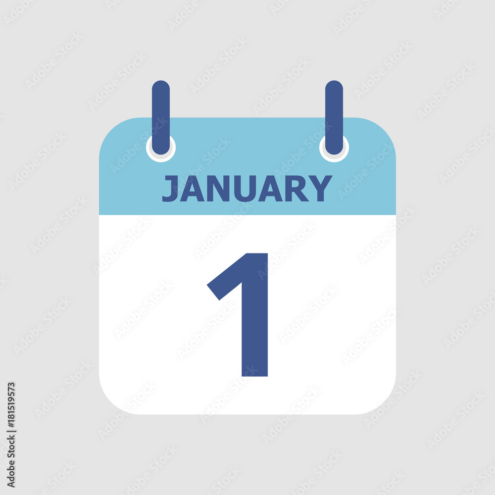 Flat icon calendar 1st January isolated on gray background. Vector illustration. Flat icon calendar 1st January isolated on gray background. Vector illustration.