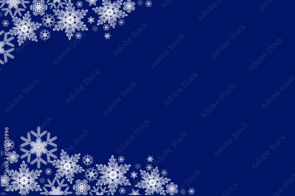 Transparent snowflakes on the blue background