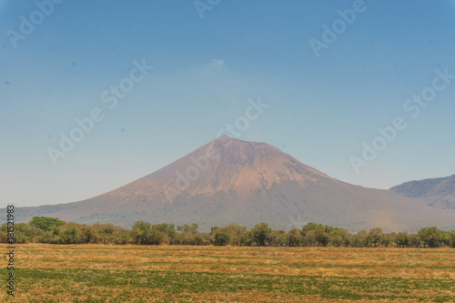 View of Telica Volcano at background in Leon  Nicaragua  Central America