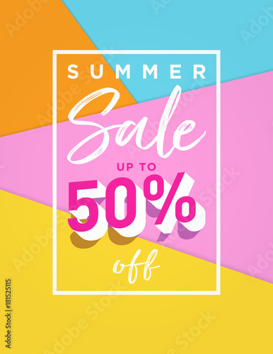 Summer sale background design with trendy colours. Template for banners, newsletters, advertising, invitation, brochure, flyers, websites, voucher discount. 