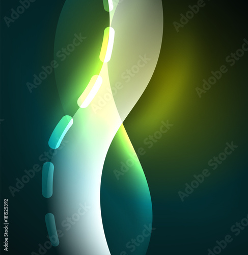 Vector glowing wave, smoke design wavy lines