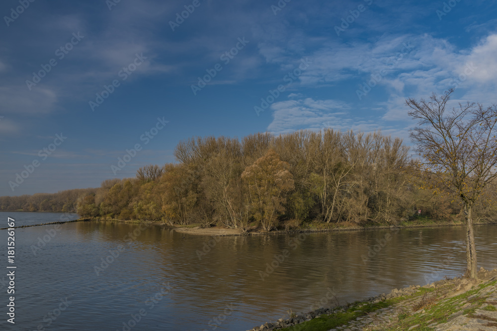 Confluence of Dunaj and Morava rivers