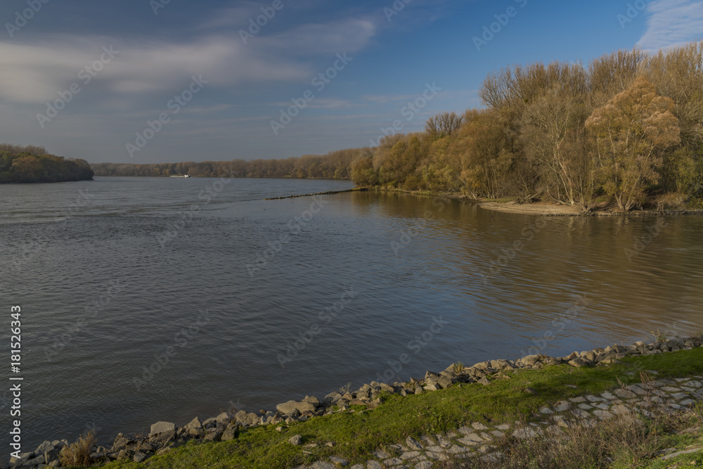 Confluence of Dunaj and Morava rivers