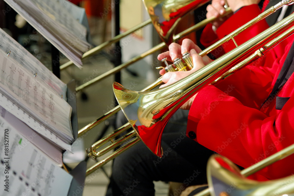 Fototapeta premium Musician playing on trumpet