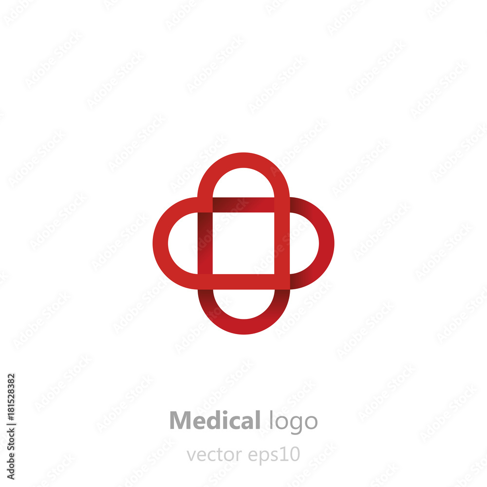 Concept Medical logo. Adhesive patchin the form of heart. Logotype for clinic, hospital or doctor Concept Medical logo. Adhesive patchin the form of heart. Logotype for clinic, hospital or doctor