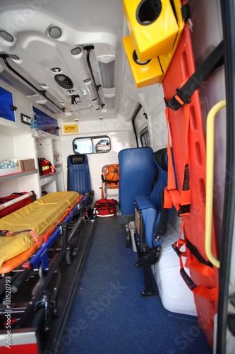 Ambulance car from inside and back space.
