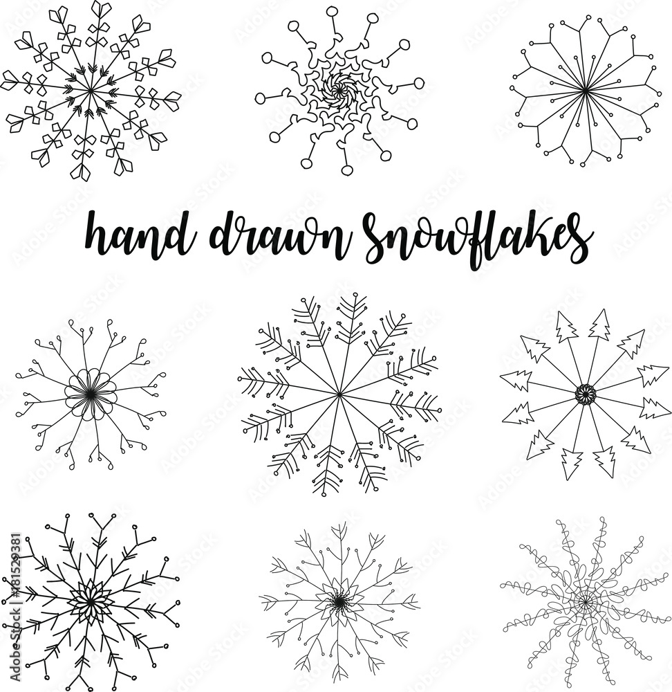 Obraz premium beautiful hand drawn snowflakes
