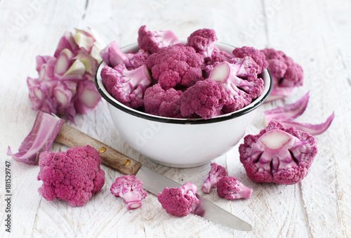 Fresh raw purple cauliflower